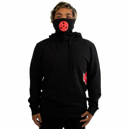 Naruto Symbol and Clouds Hoodie with Built-in Face Mask Gaiter